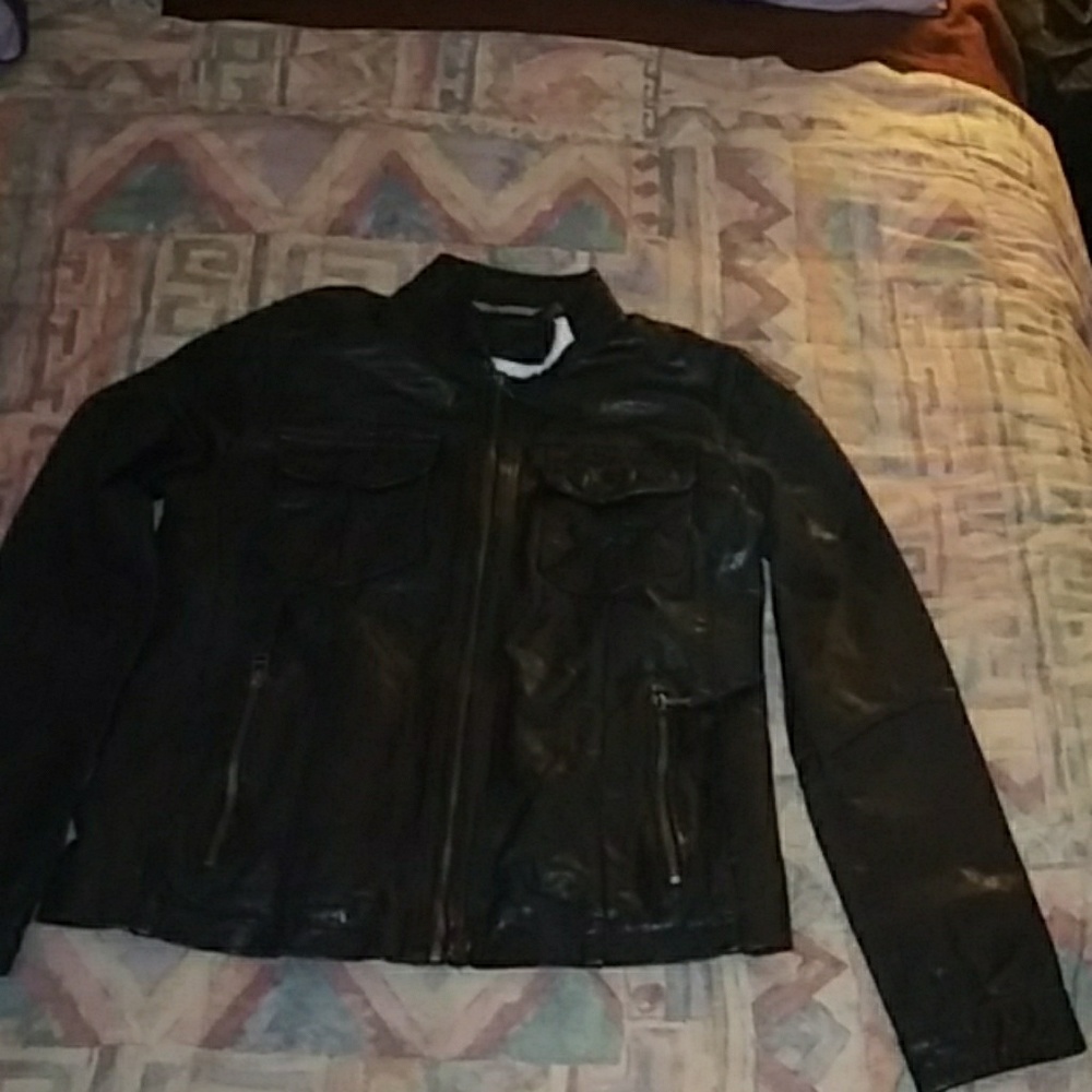 Brand new carbon 2 cobalt vintage leather coat